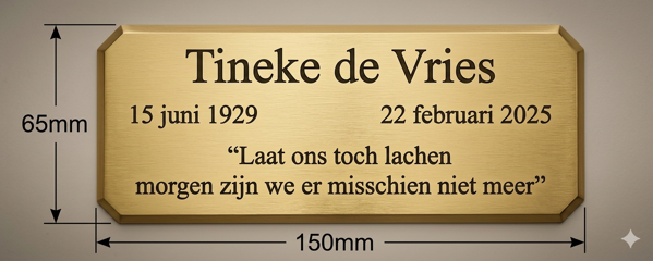 Aluminium Goud Herdenkingsplaatje 150mm X 65mm L3.5