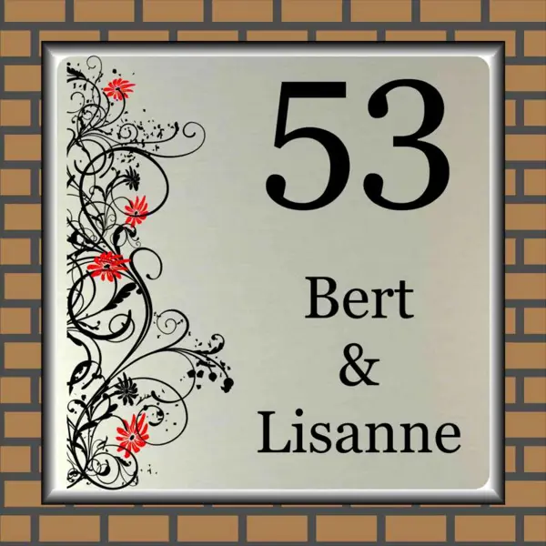 Naambordje RVS-look Sierlijke Bloemen