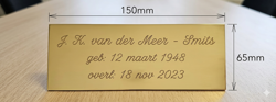 Goud Aluminium Herdenkingsplaatje Strak (101)