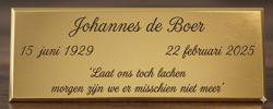 Goud Aluminium Herdenkingsplaatje Robuust (104)
