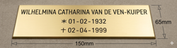 Goud Aluminium Herdenkingsplaatje Luxe (201)
