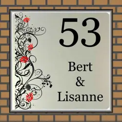 Naambordje RVS-look Sierlijke Bloemen